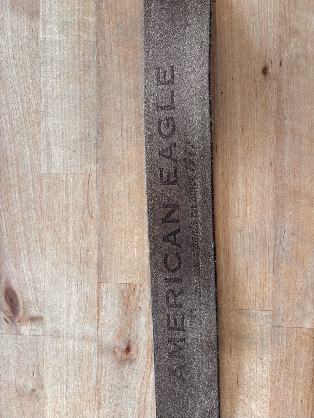 American Eagle Outfitter Distressed Brown Leather Belt with Debossed Logo